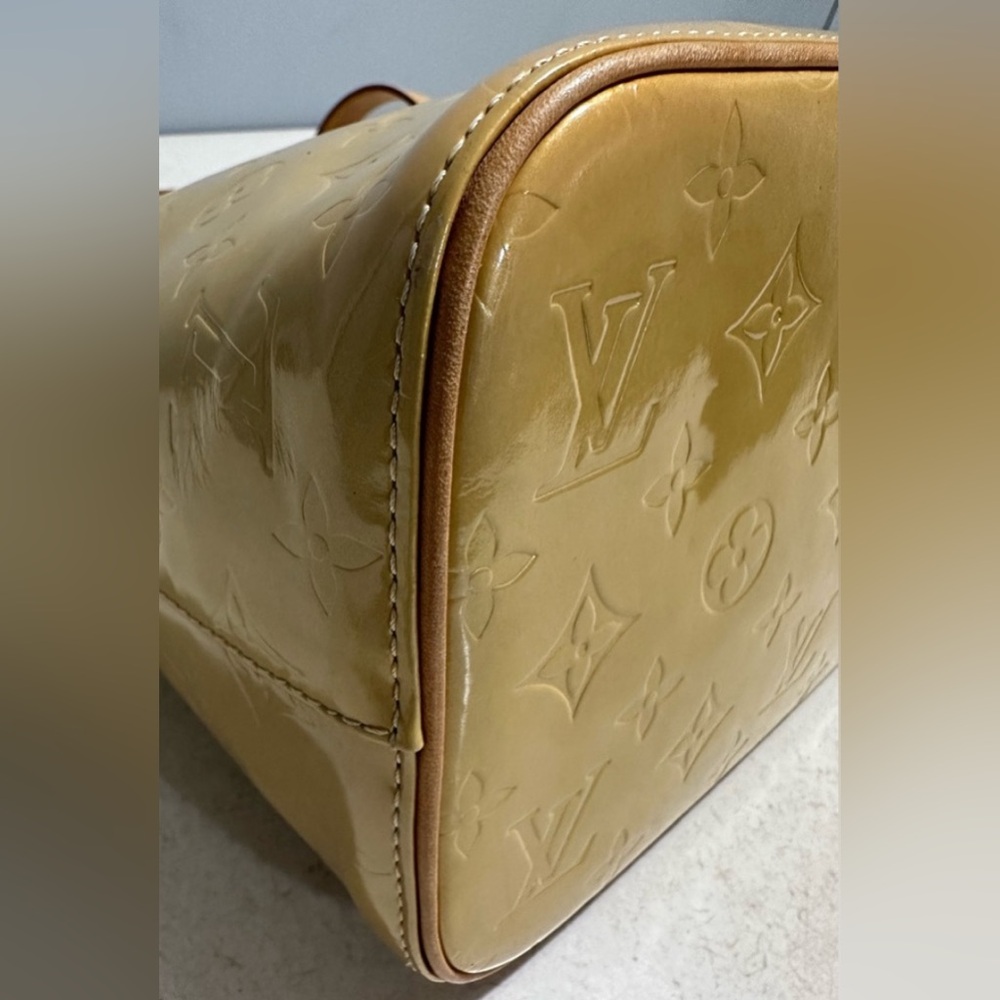 Louis Vuitton Yellow Monogram Vernis Tote with Tan Handles - Picture 5 of 13
